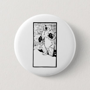 Boxing Polar Beer Fighting Global Warming Funny Ronde Button 5,7 Cm