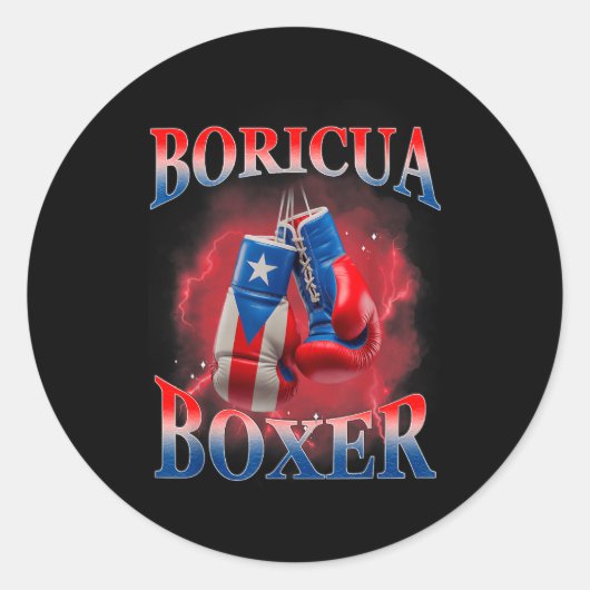 Boxing Puerto Rico Boricua Boxer Puerto Rican  Ronde Sticker (Voorkant)