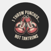 Boxing Quote Meme Strong Punches Zero Drama Punch Ronde Sticker (Voorkant)