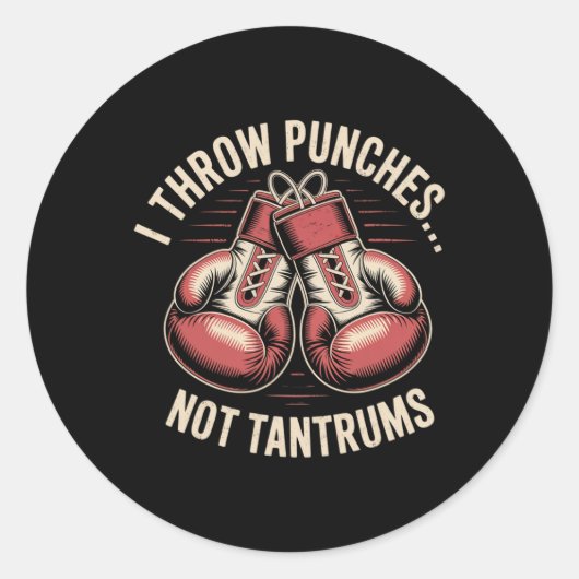 Boxing Quote Meme Strong Punches Zero Drama Punch Ronde Sticker (Voorkant)