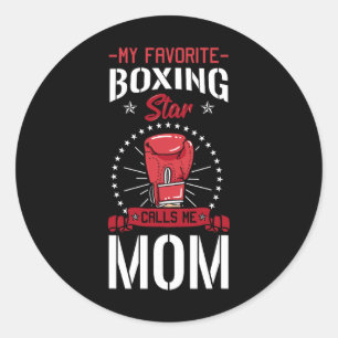 Boxing Ring Boxer Ghandschoenen mam Coach-Moederda Ronde Sticker