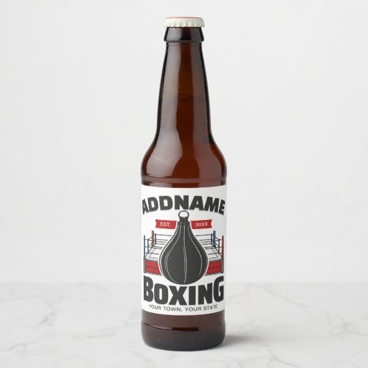 Boxing Ring VOEG NAAM toe Boxer Gym Speed Bag Bier Etiket (Voorkant)