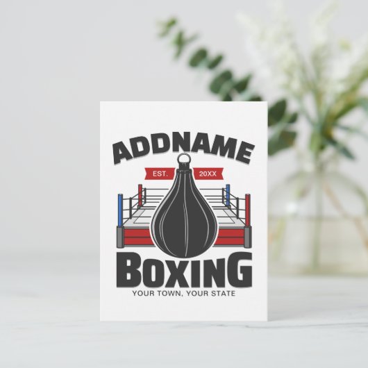 Boxing Ring VOEG NAAM toe Boxer Gym Speed Bag Briefkaart (Staand voorkant)