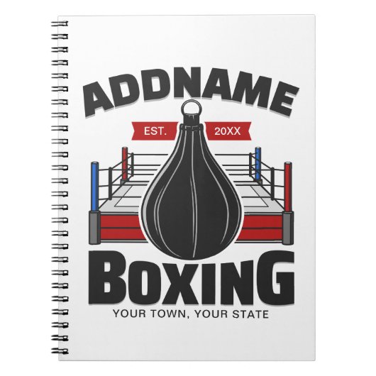 Boxing Ring VOEG NAAM toe Boxer Gym Speed Bag Notitieboek (Voorkant)