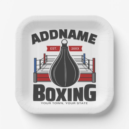 Boxing Ring VOEG NAAM toe Boxer Gym Speed Bag Papieren Bordje (Voorkant)