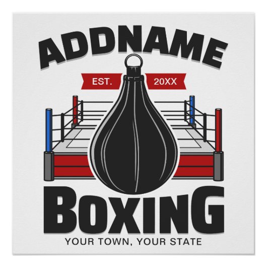 Boxing Ring VOEG NAAM toe Boxer Gym Speed Bag Perfect Poster (Voorkant)