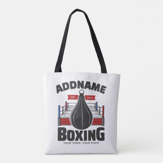 Boxing Ring VOEG NAAM toe Boxer Gym Speed Bag Tote Bag (Achterkant)