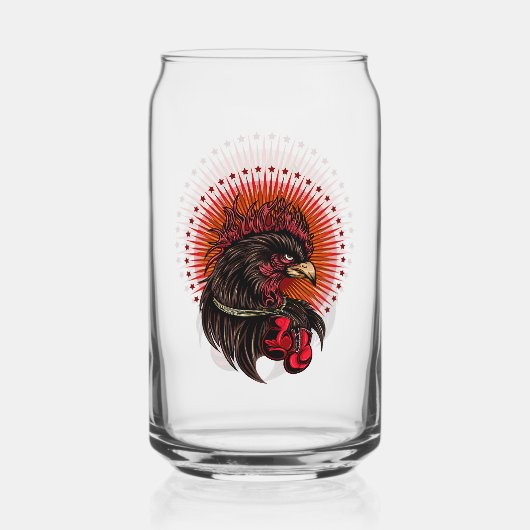 Boxing Rooster Blikvorm Glas (Voorkant)