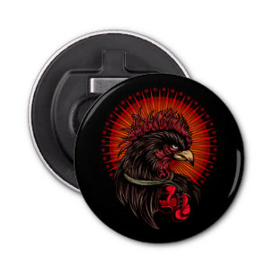 Boxing Rooster Button Flesopener