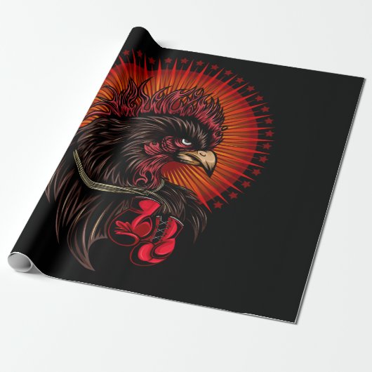 Boxing Rooster Cadeaupapier (Uitgerold)
