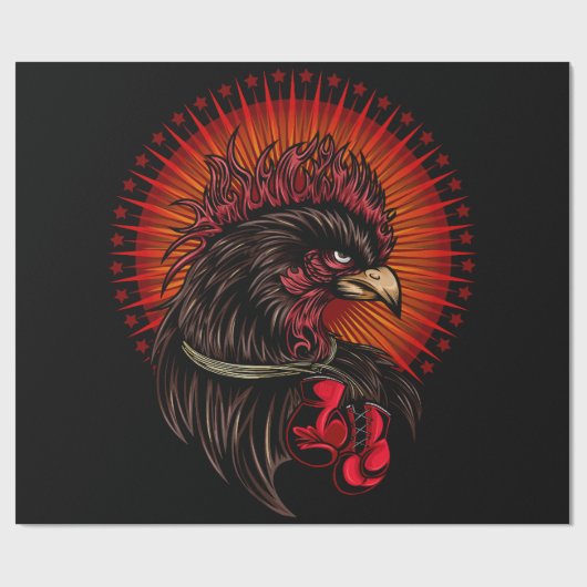 Boxing Rooster Cadeaupapier (Vlak)