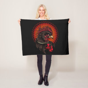 Boxing Rooster Fleece Deken