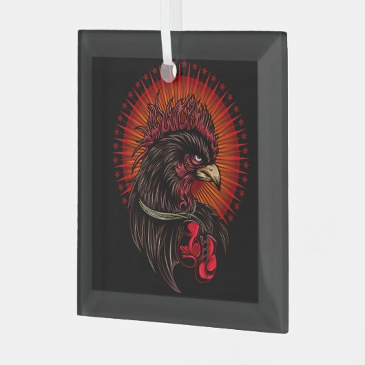 Boxing Rooster Glas Ornament (Voorkant links)