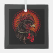 Boxing Rooster Glas Ornament (Voorkant)