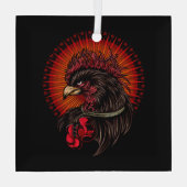 Boxing Rooster Glas Ornament (Achterkant)