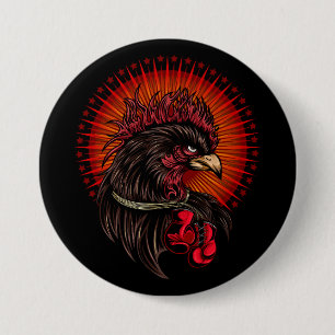 Boxing Rooster Ronde Button 7,6 Cm