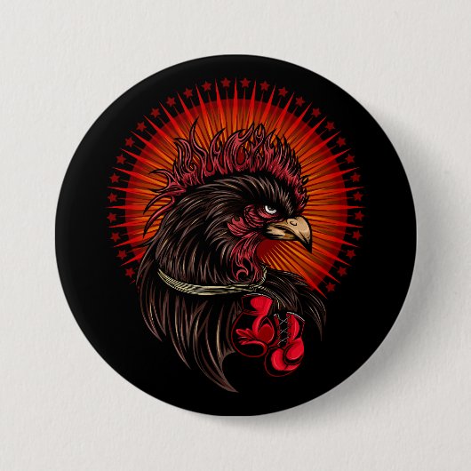 Boxing Rooster Ronde Button 7,6 Cm (Voorkant)