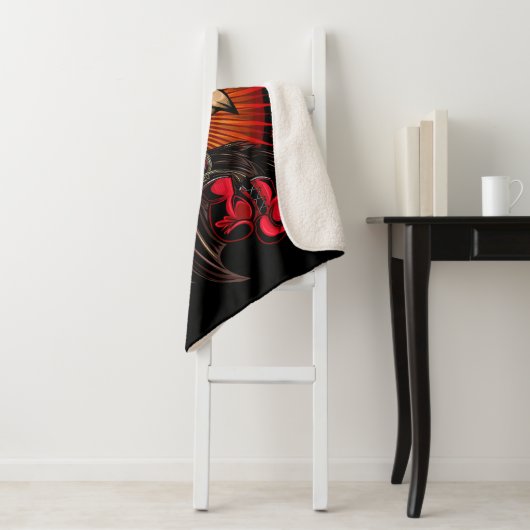 Boxing Rooster Sherpa Deken (In situ)