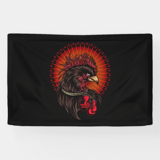 Boxing Rooster Spandoek (Horizontaal)