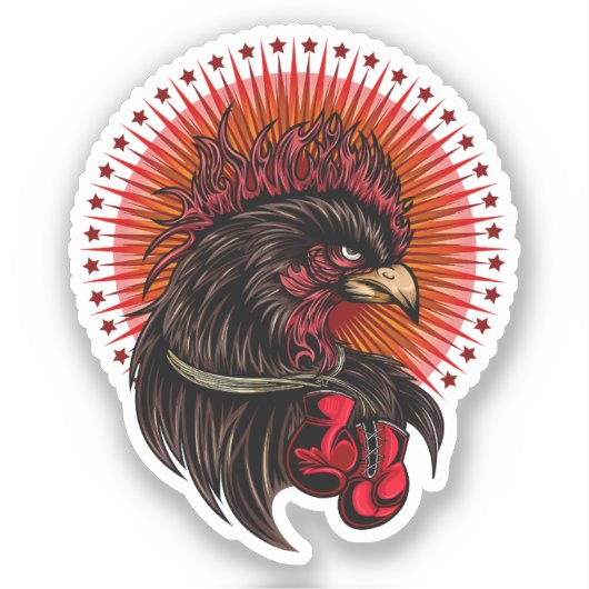 Boxing Rooster Sticker (Voorkant)