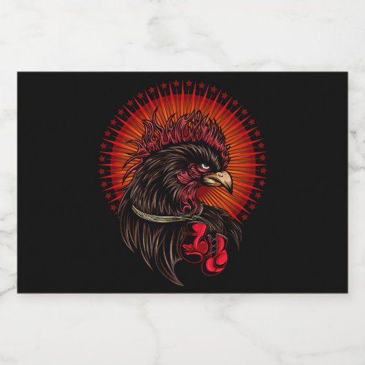 Boxing Rooster Voedselcontainer Etiket (Enkel label)