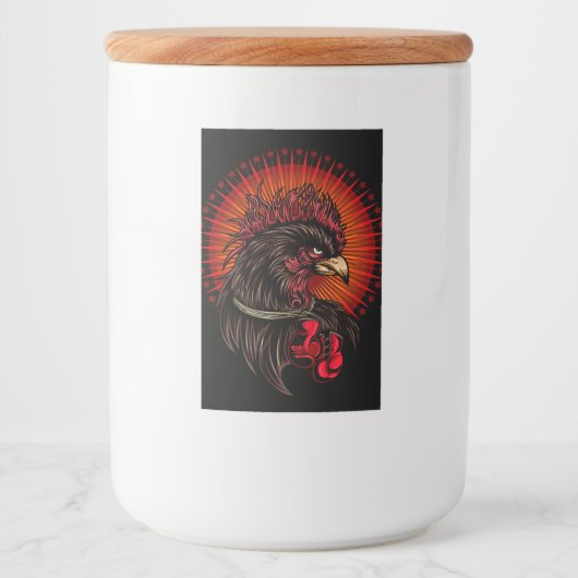 Boxing Rooster Voedselcontainer Etiket (Voorkant)