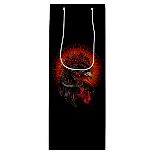 Boxing Rooster Wijn Cadeautas (Voorkant)