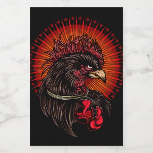 Boxing Rooster Wijn Etiket (Enkel label)