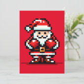 Boxing Santa - Retro Pixel Kerstgevecht Ontwerp Feestdagenkaart (Staand voorkant)