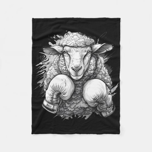 Boxing Sheep With Boxing Gloves Kickboxing Funny B Fleece Deken (Voorkant)