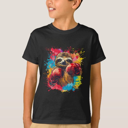 Boxing Sloth Lover Boxing Gloves Kickboxing Funny T-shirt (Voorkant)
