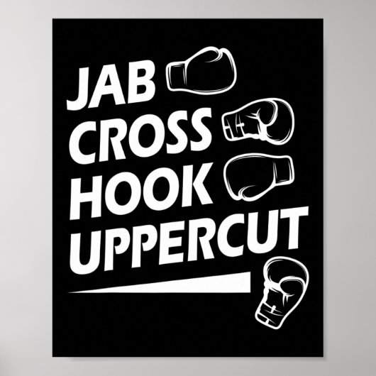 Boxing Sport Jab Cross Hook Uppercut Boxer Birthda Poster (Voorkant)