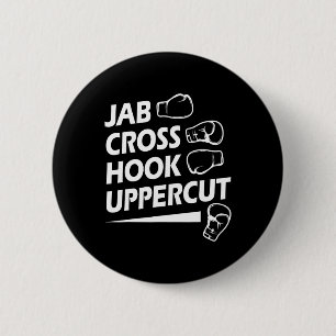 Boxing Sport Jab Cross Hook Uppercut Boxer Birthda Ronde Button 5,7 Cm