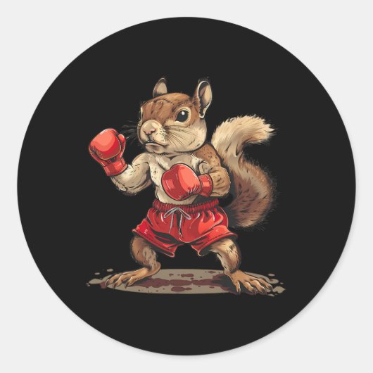 Boxing Squirrel With Boxing Gloves Kickboxing Funn Ronde Sticker (Voorkant)