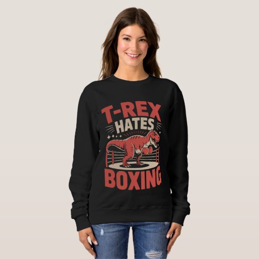 Boxing T-Rex Dinosaur T-Rex Hates Boxing Trui (Voorkant volledig)