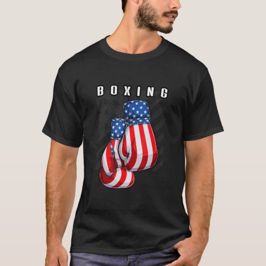 Boxing USA American Flag Boxing Gloves T-shirt (Voorkant)