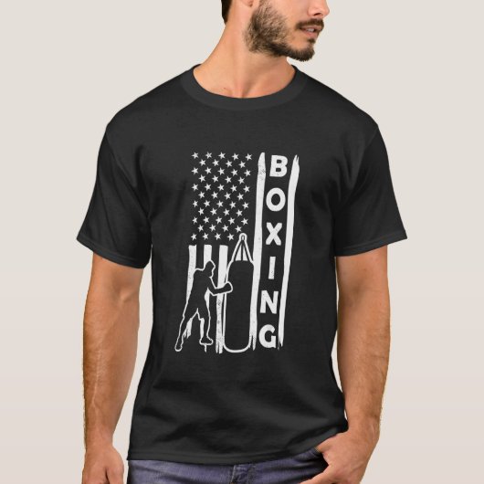 Boxing  USA american flag distress style ar T-shirt (Voorkant)