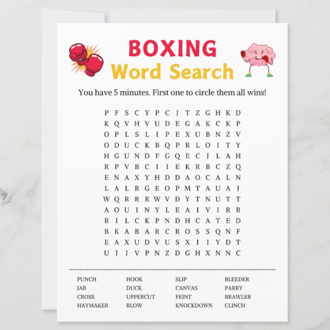 Boxing Word Search spel (Voorkant)