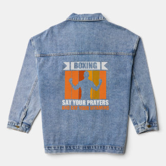 Boxing zegt je gebeden boxer-trainer denim jacket