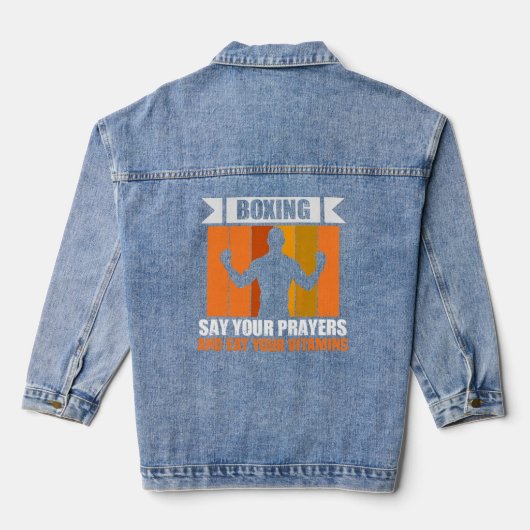 Boxing zegt je gebeden boxer-trainer denim jacket (Achterkant)