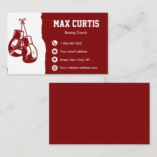 Boxinglak Visitekaartje (Voorkant / Achterkant)