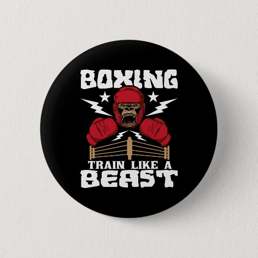 Boxingtrein als een beest - kickboxer G Ronde Button 5,7 Cm (Voorkant)
