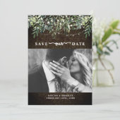 Boxwood Botanical String Lights Foto Weddenschap Save The Date (Staand voorkant)
