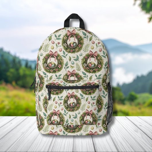 Boxwood Easter Wreath Pink Bow with Egg Bedrukte Rugzak