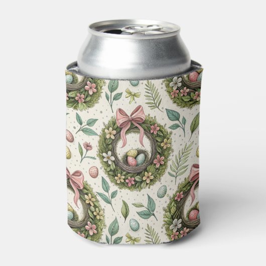 Boxwood Easter Wreath Pink Bow with Egg Blikjeskoeler (Blikje Voorkant)