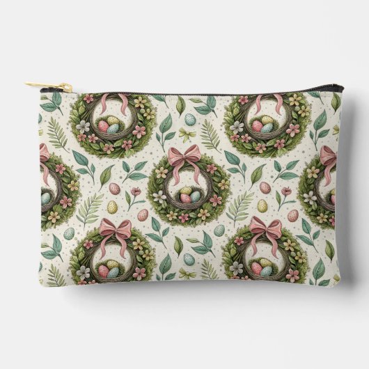 Boxwood Easter Wreath Pink Bow with Egg Etui (Voorkant)