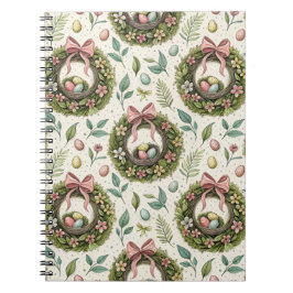Boxwood Easter Wreath Pink Bow with Egg Notitieboek