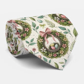 Boxwood Easter Wreath Pink Bow with Egg Stropdas (Opgerold)