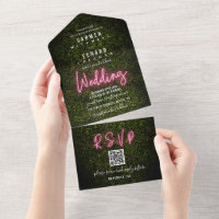 Boxwood en Roze Neon Sign Wedding RSVP
