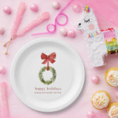 Boxwood Kerstkrans Red Bow Papieren Bordje (Feest)